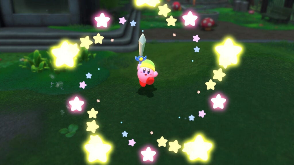 Kirby devient épéiste dans Kirby et la terre oubliée