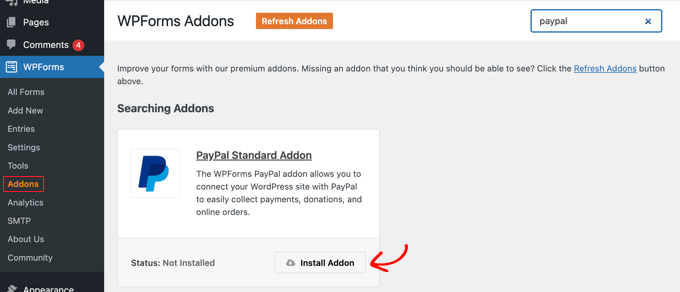 Installez l'extension standard de PayPal