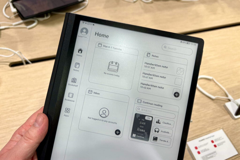 L'écran d'accueil du Huawei MatePad Paper