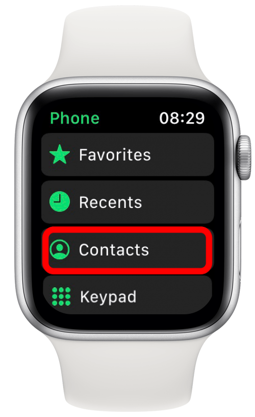 Appuyez sur Contacts et sélectionnez quelqu'un dans votre liste de contacts.