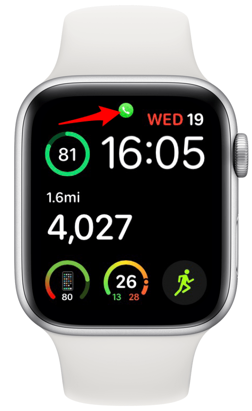 Appuyez sur l'icône d'appel verte sur votre Apple Watch.