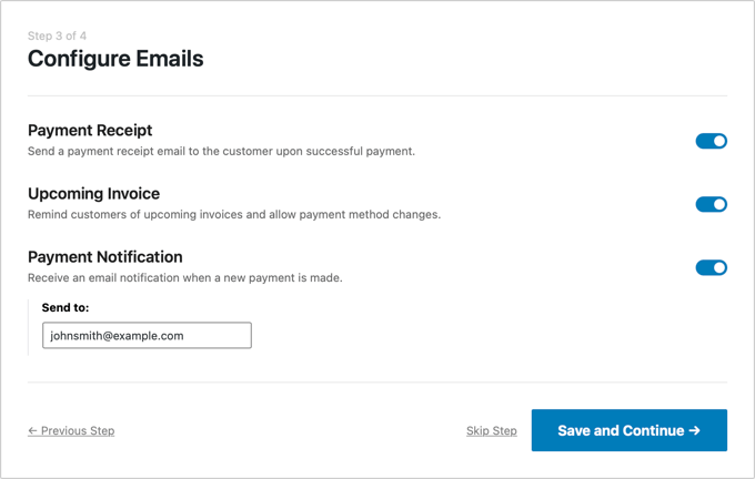 Configurez vos e-mails WP Simple Pay