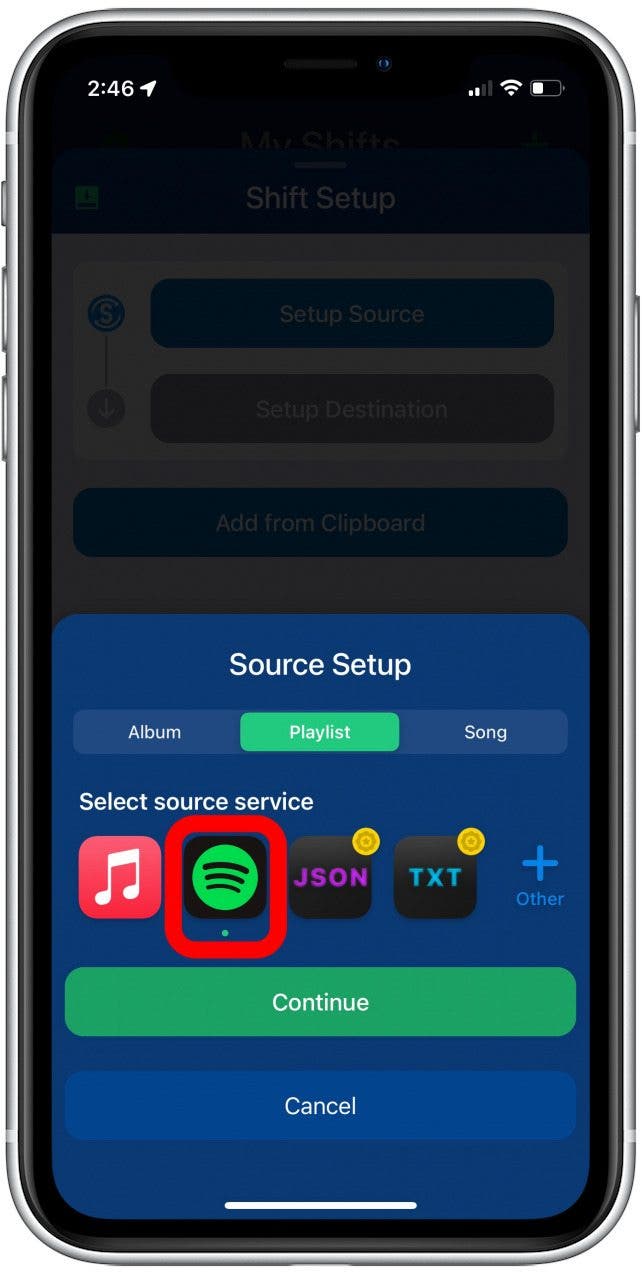 utilisez SongShift pour transférer des listes de lecture d'apple music vers spotify