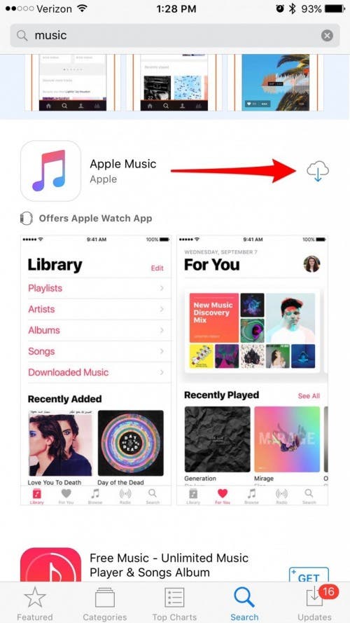 application musicale manquante iOS 10
