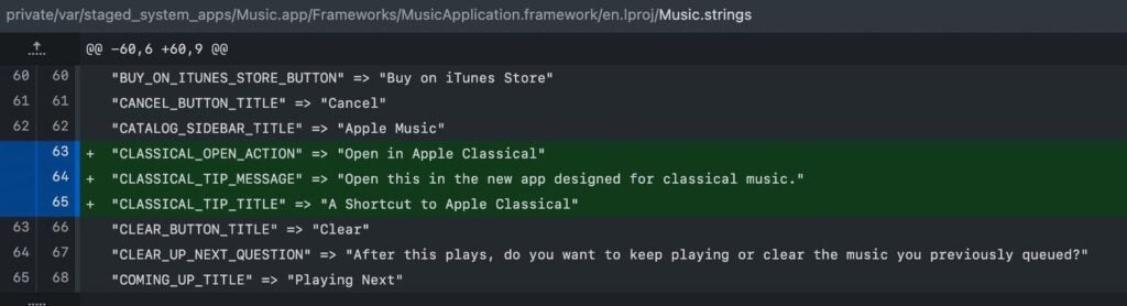 Application classique d'Apple