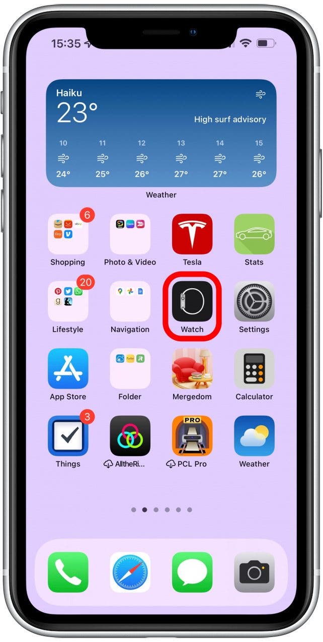 ouvrez l'application Watch - la montre Apple ne vibre pas