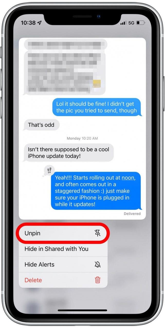 Épingler les messages en haut sur iPhone
