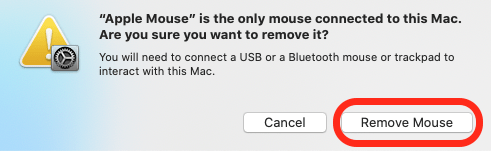 cliquez sur supprimer la souris pour déconnecter la souris Bluetooth