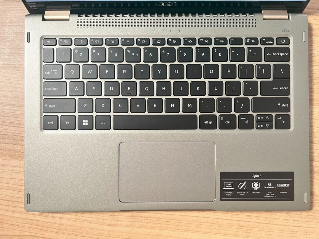 Le clavier de l'Acer spin 5