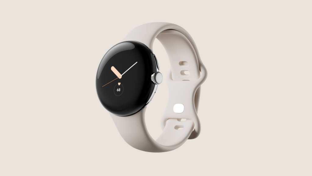 La Pixel Watch avec un bracelet blanc