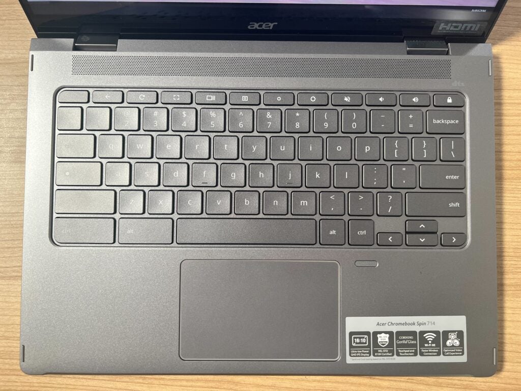 Le clavier de l'Acer Chromebook Spin 714