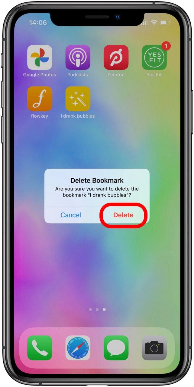 Supprimer le raccourci de l'écran d'accueil de l'iPhone