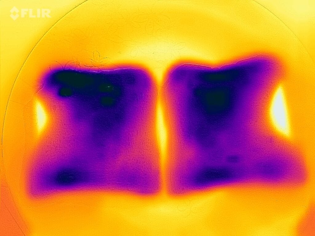 Carte thermique du pain congelé après 30 secondes dans le Smeg MOE34CXIUK