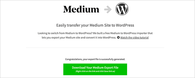 Téléchargez votre fichier d'importation compatible WordPress