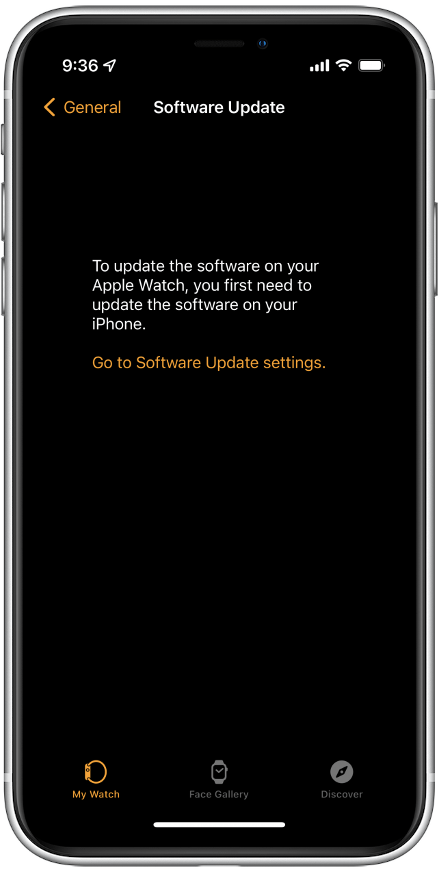 Si la mise à jour nécessite d'abord une mise à jour iOS, vous verrez le message ci-dessous.
