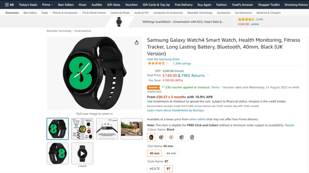 Remise Amazon supplémentaire sur la Galaxy Watch 4