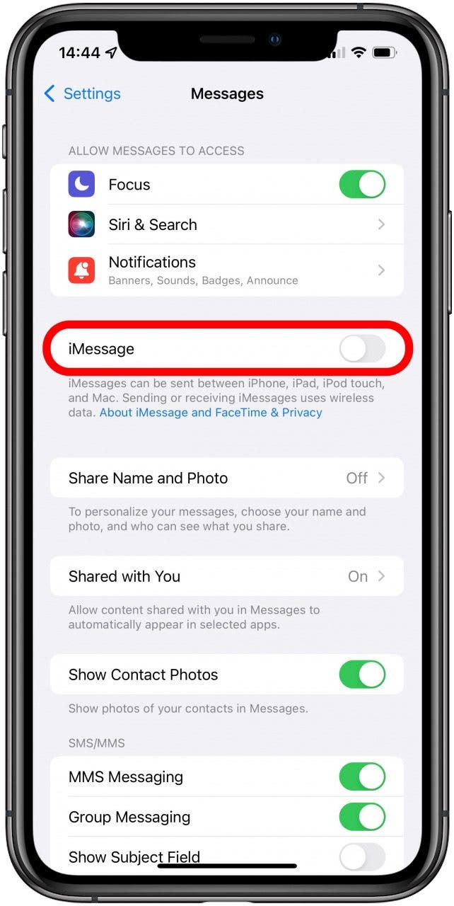 Désactiver iMessage - échec de l'activation de facetime sur l'iphone
