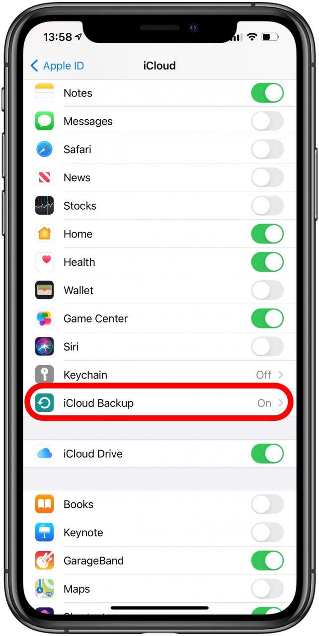 Appuyez sur Sauvegarde iCloud pour sauvegarder votre iPhone
