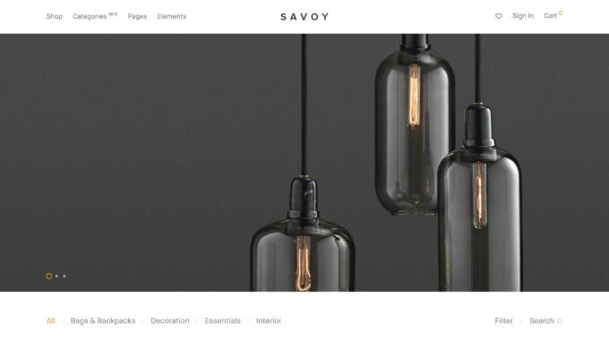 Le thème Savoy WooCommerce.