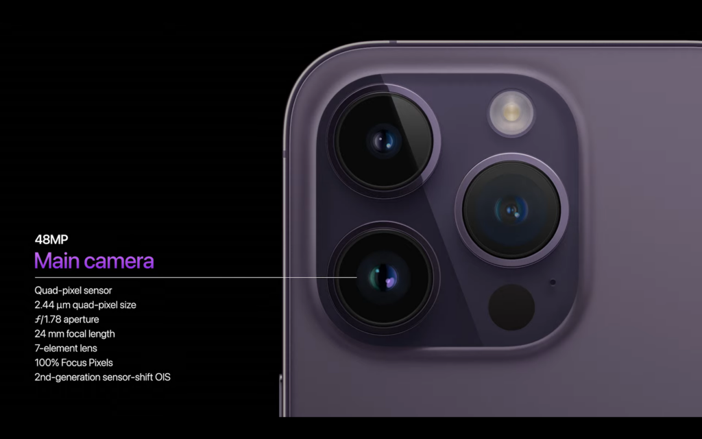 configuration de la caméra de l'iphone 14 Pro