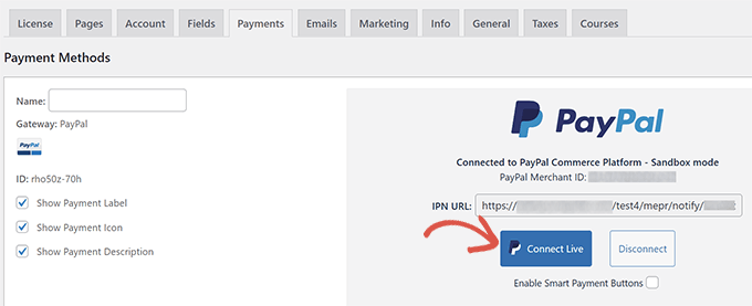 Connecter MemberPress à PayPal Commerce