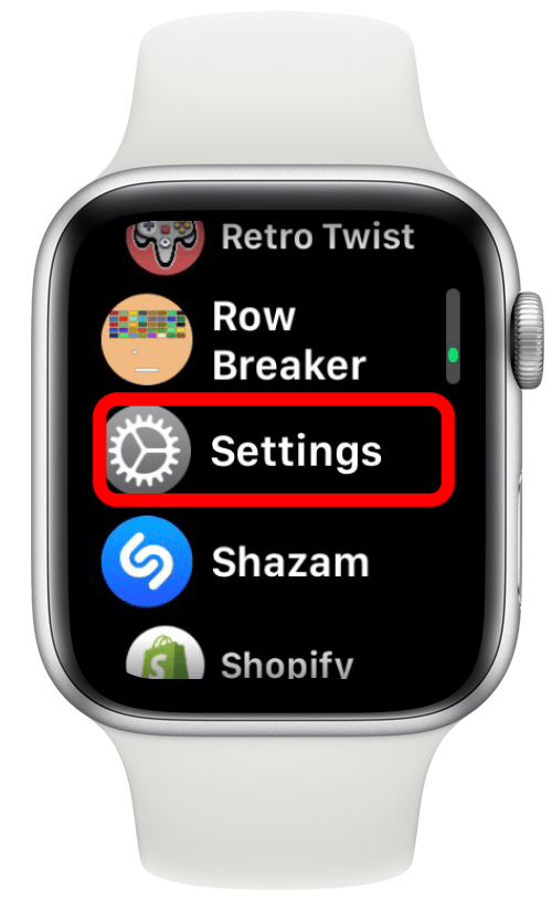 Ouvrez l'application Paramètres sur votre Apple Watch.