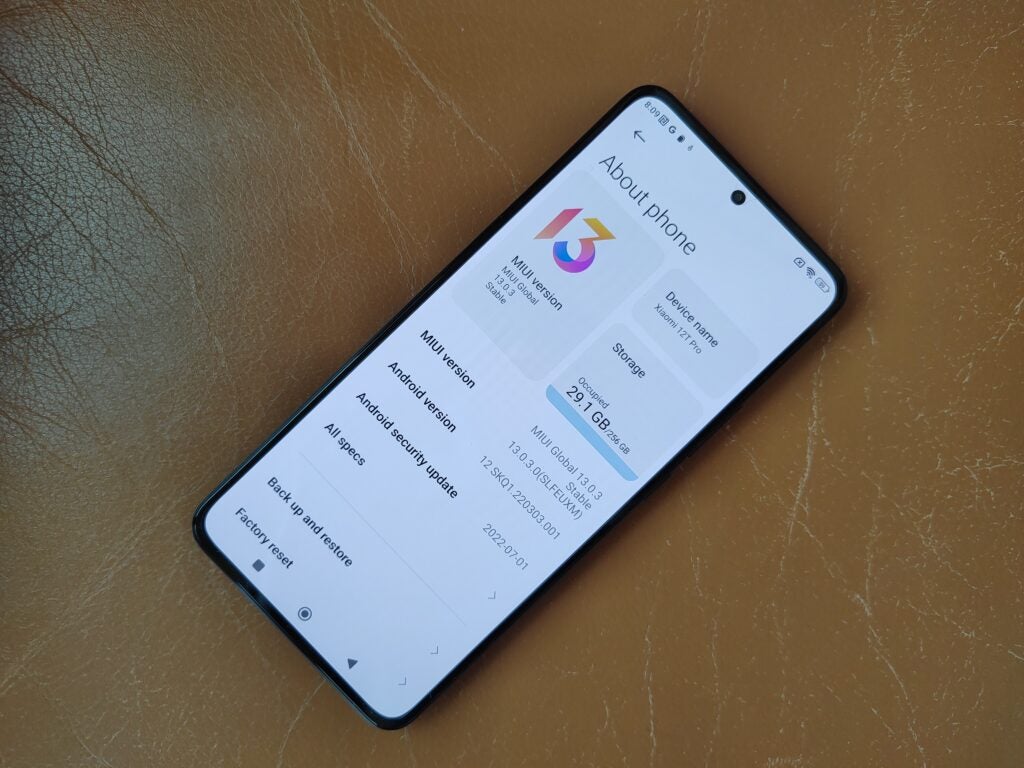 Xiaomi 12T Pro à propos de l'écran du téléphone