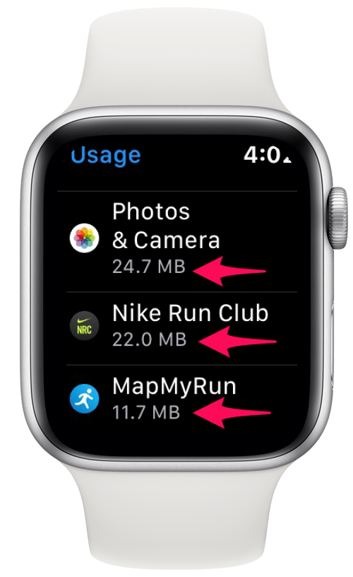 Voir combien d'applications de stockage utilisent sur Apple Watch