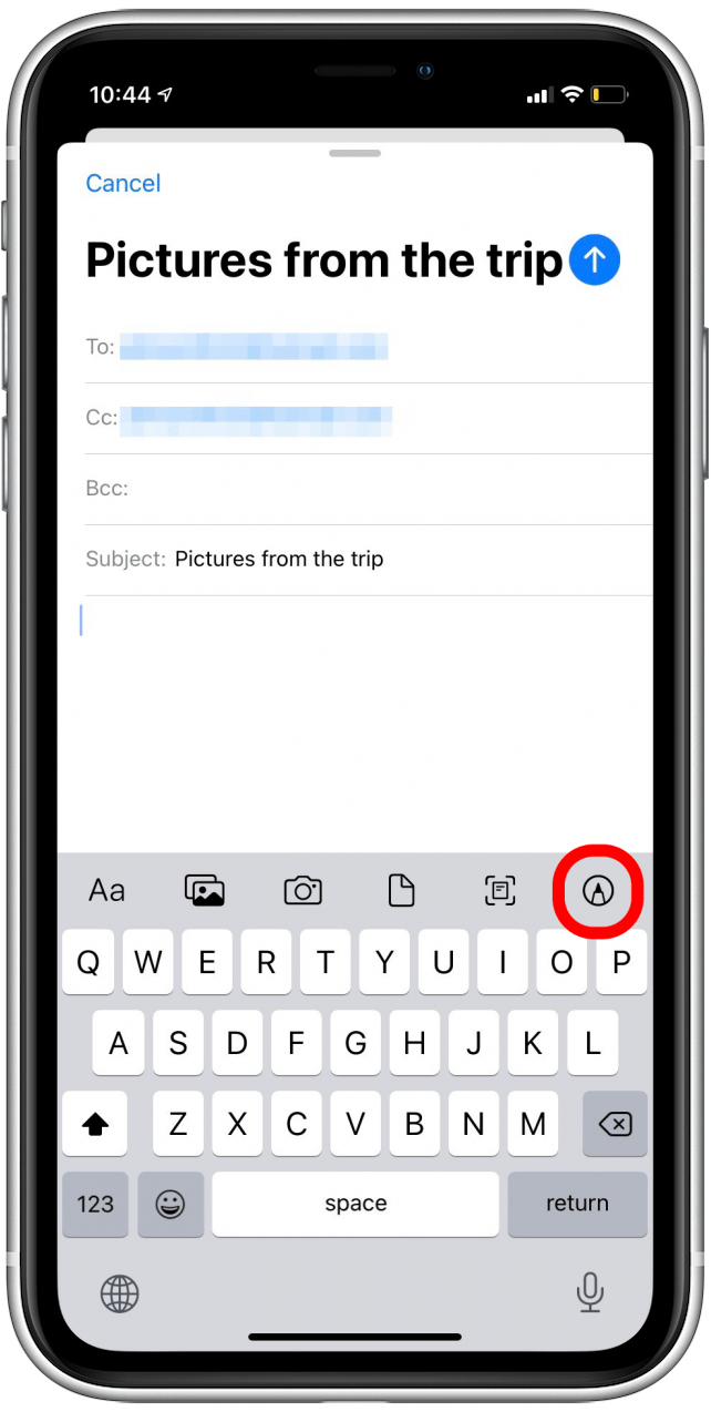 Appuyez sur l'icône Annoter pour annoter une pièce jointe à un e-mail