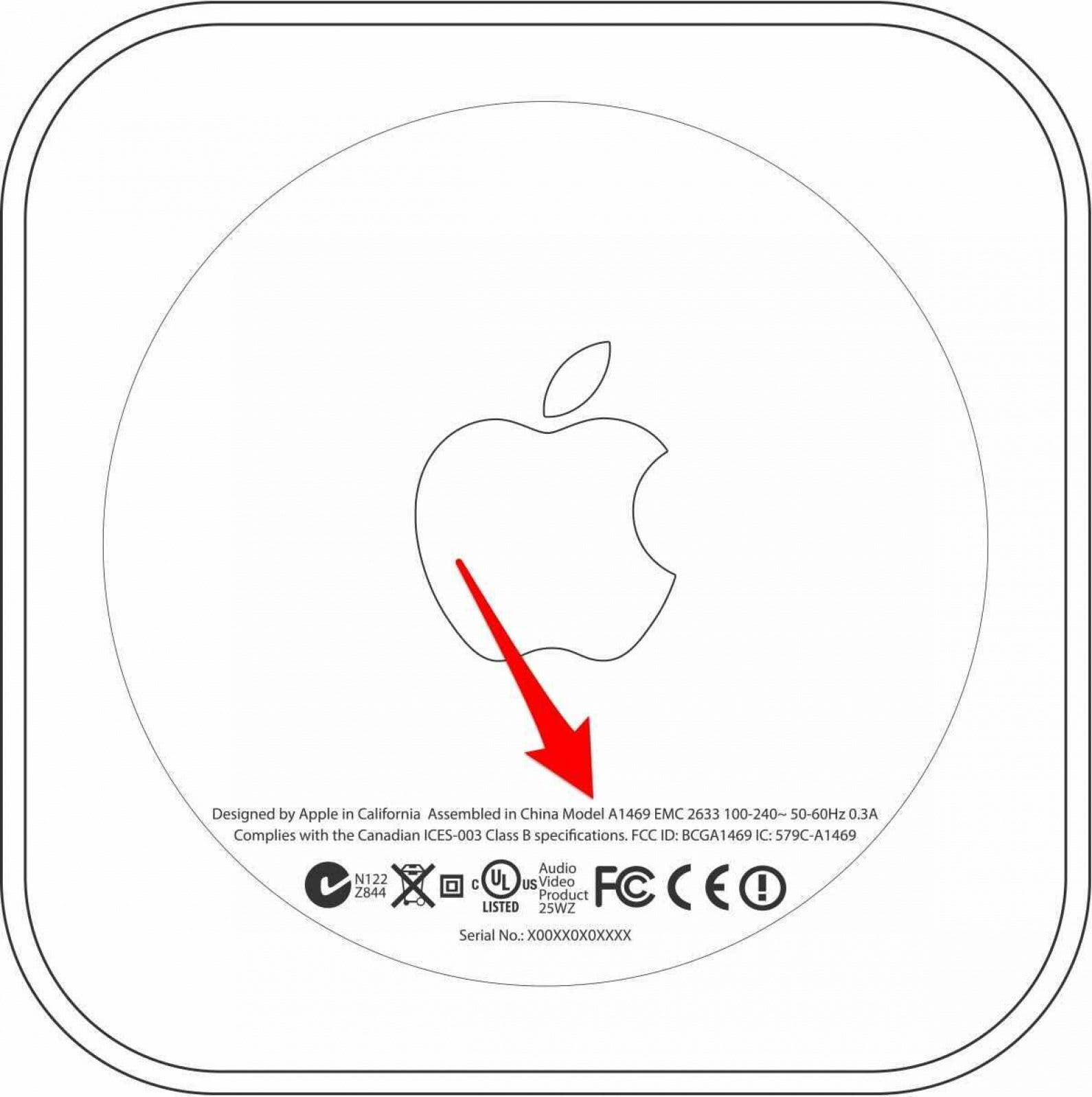 Étiquette inférieure de l'appareil Apple TV