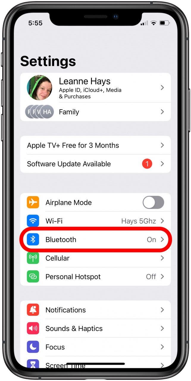 appuyez sur Bluetooth pour vous assurer que la connexion Bluetooth est activée