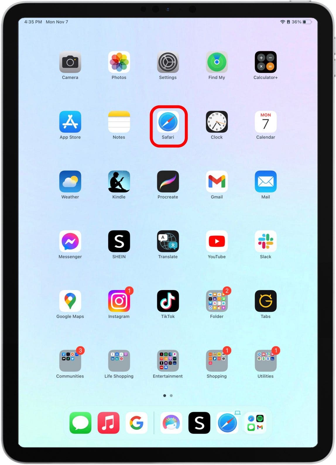 Pour ajouter une autre fenêtre à vos applications ouvertes, ouvrez n'importe quelle application sur votre iPad.