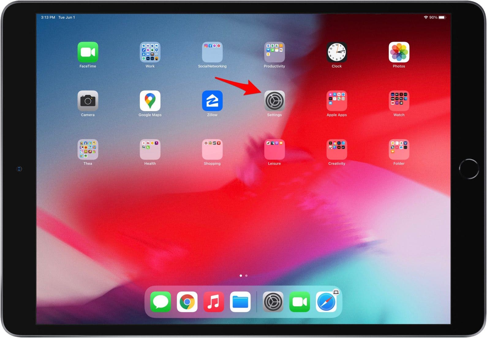 Ouvrez l'application Paramètres pour sauvegarder l'iPad sur iCloud