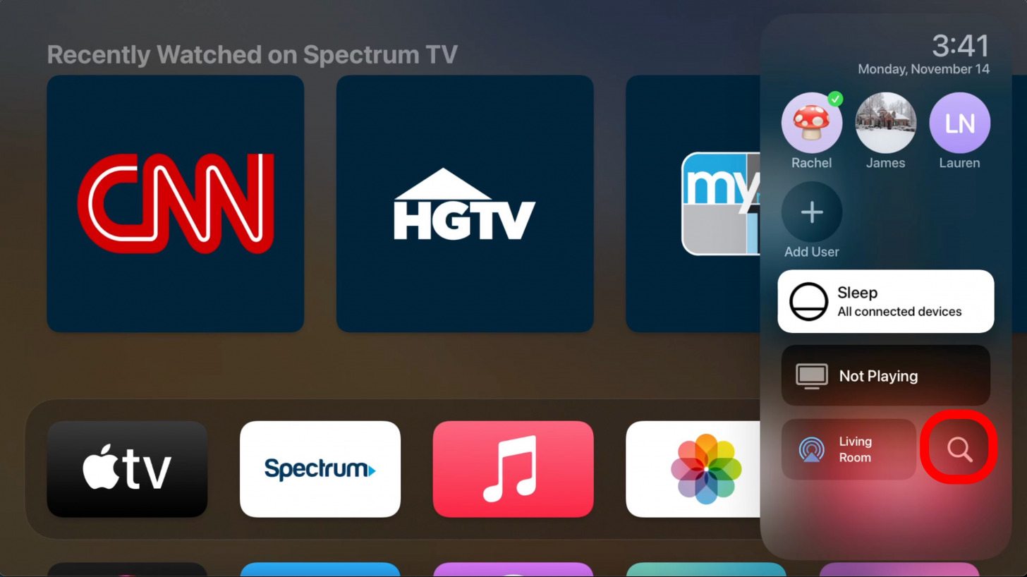 Et enfin, vous pouvez rechercher toutes les applications sur votre Apple TV avec le bouton de recherche.