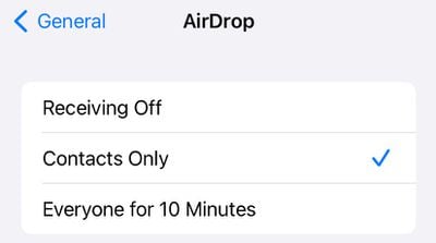 AirDrop tout le monde pendant 10 minutes