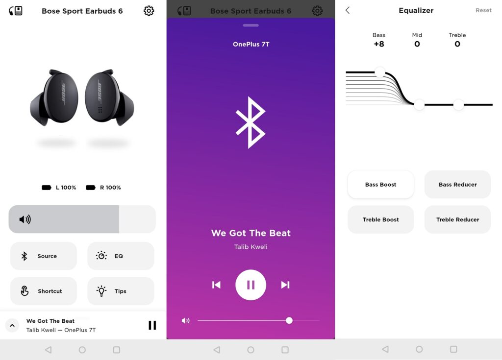 Audio de l'application Bose Sport Earbuds Music