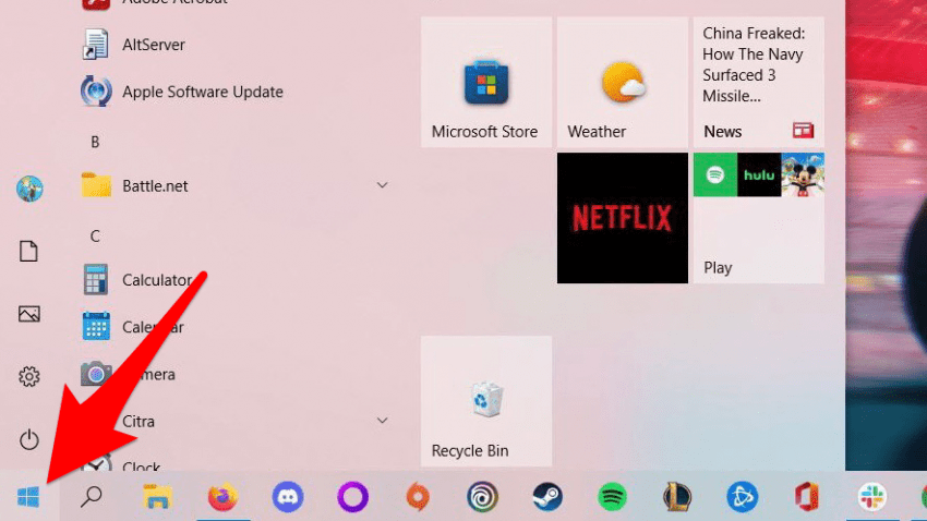 Cliquez sur l'icône Windows dans le coin inférieur gauche de votre écran pour ouvrir le menu Démarrer.