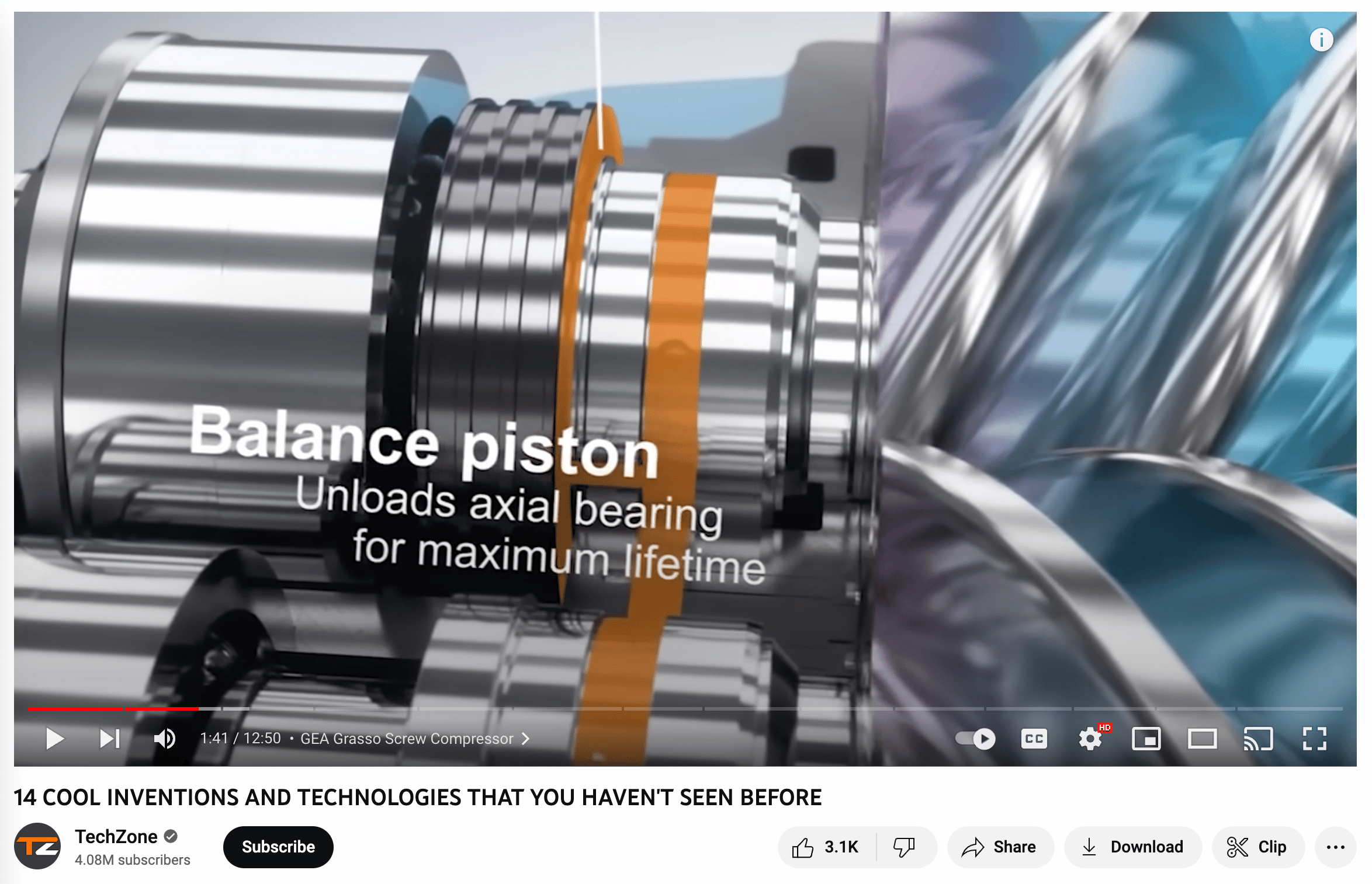 vidéo d'examen de la technologie de la zone technologique montrant le piston d'équilibrage