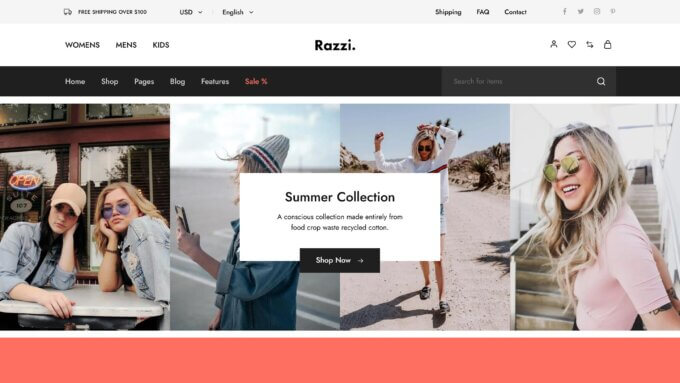 Razzi est l'un des meilleurs thèmes de mode WooCommerce.