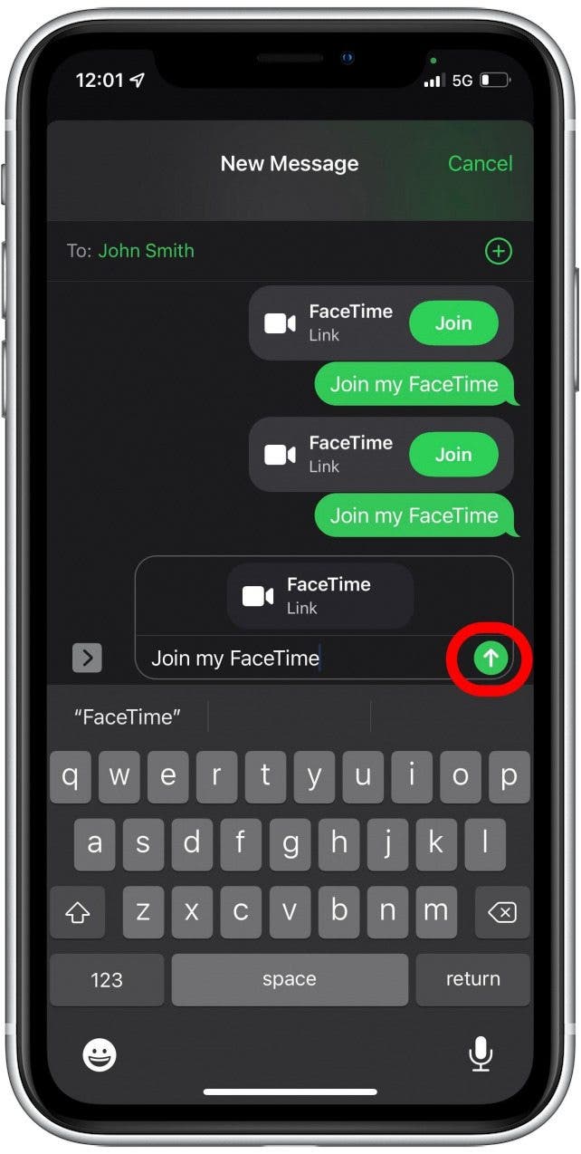FaceTime avec la mise à jour iOS 15 non utilisateur d'Apple
