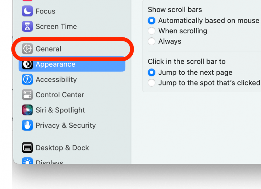cliquez sur général comment déconnecter l'iphone du mac