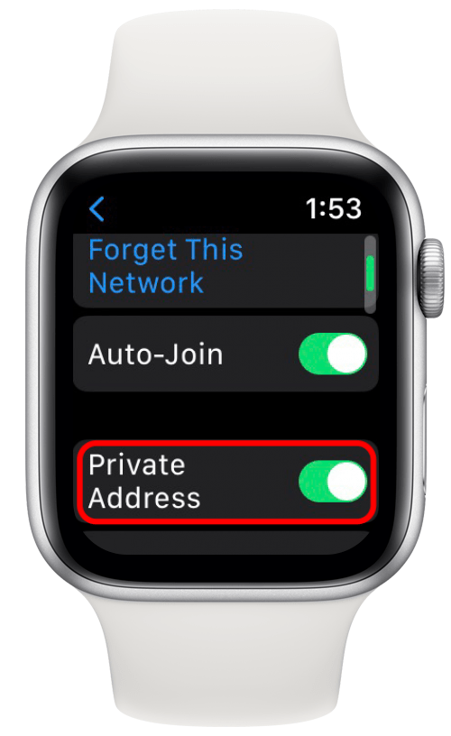 activer ou désactiver l'adresse privée sur l'apple watch