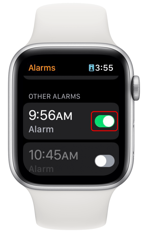 Vous pouvez soit sélectionner une alarme prédéfinie en l'activant.  Le curseur sera vert lorsqu'il sera activé.