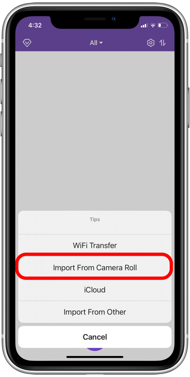 Appuyez sur l'option appropriée pour l'emplacement de votre fichier vidéo.  Pour cet exemple, je vais utiliser un fichier de Camera Roll.