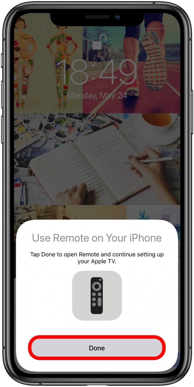 Appuyez sur Terminé pour utiliser Remote sur votre iPhone.