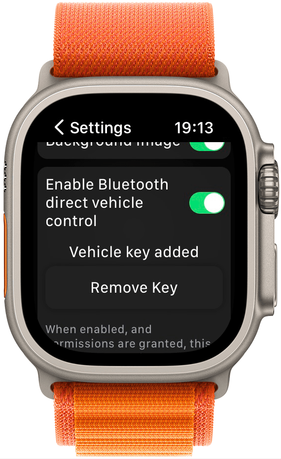 Sur votre montre, vous verrez que la clé de votre véhicule a été ajoutée.