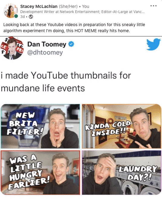 Vidéo YouTube de Dan Toomey partagée sur LinkedIn