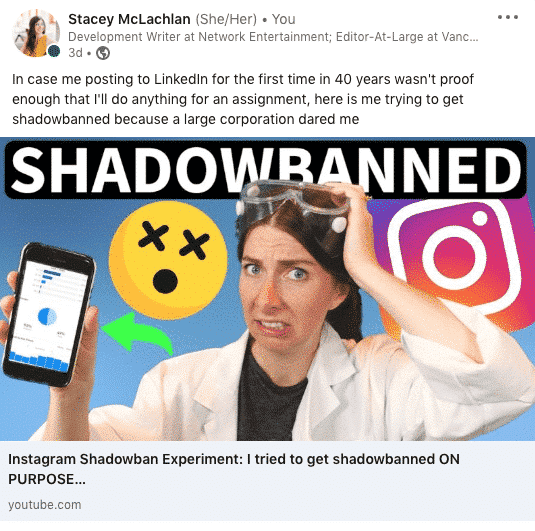 Vidéo YouTube Expérience d'interdiction de l'ombre d'Instagram