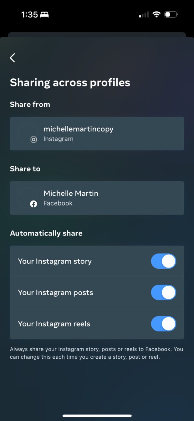 partage automatique d'Instagram Story