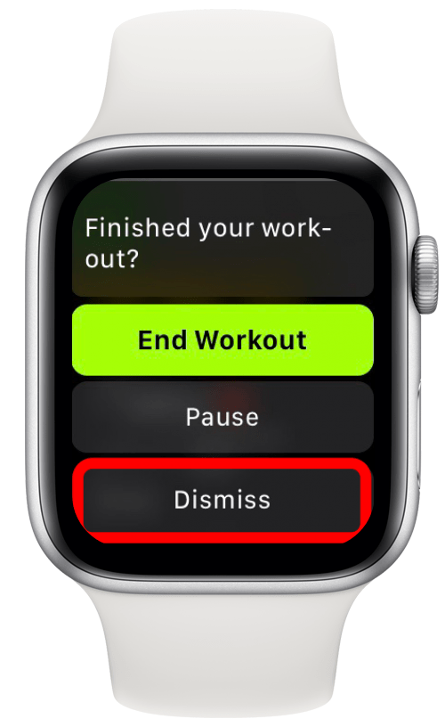 Appuyez sur Ignorer pour continuer à suivre votre entraînement sur Apple Watch